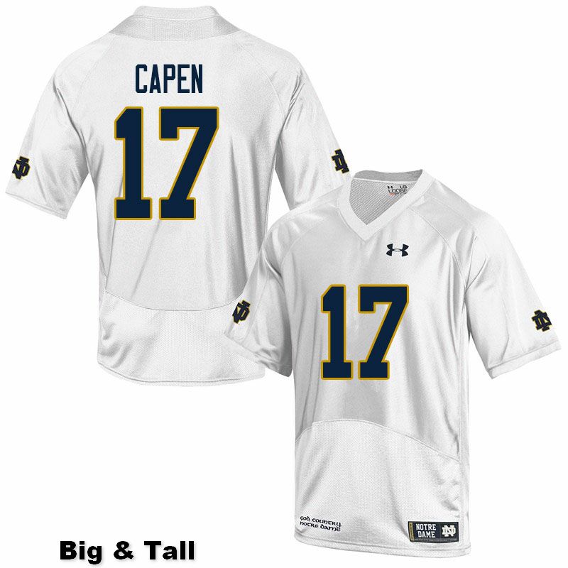 Men's NCAA Notre Dame Fighting Irish #17 Cole Capen Stitched College Under Armour Authentic White Big & Tall Football Jersey DR10T47ZQ